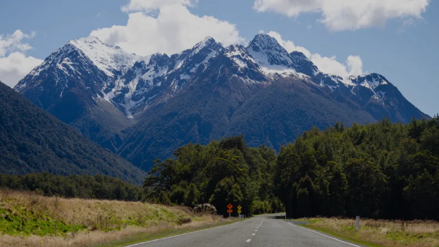 Beautiful view of the road leading to the milford sound in new zealand