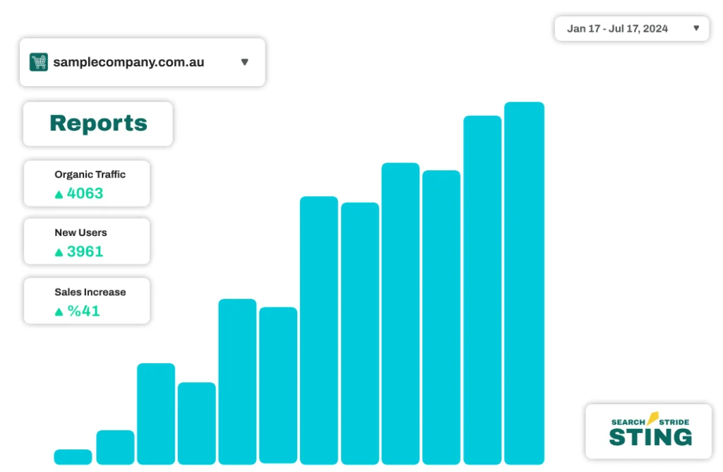 Report chart demonstrating successful e-commerce SEO campaign in Australia