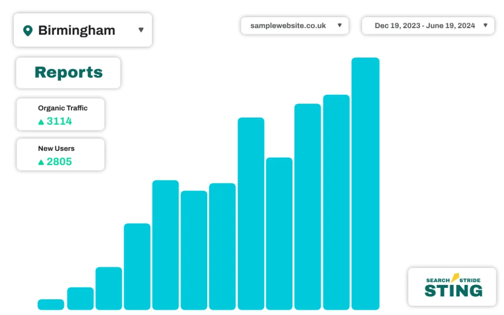 Bar chart showing increasing local SEO performance for Wellington, New Zealand
