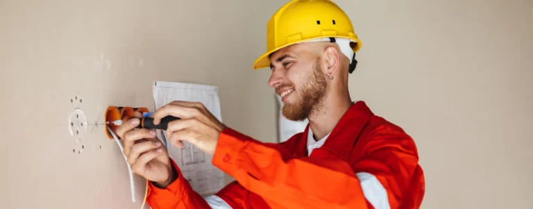Local electrician installing electrical wiring.