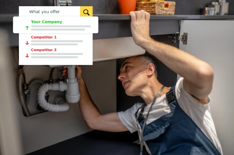 Chart showing improved SEO results for a plumbing business.